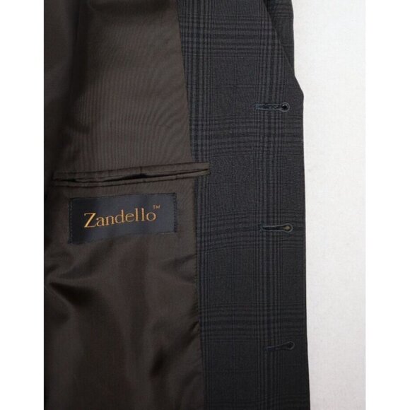 ZANDELLO - MEN'S BROWN PLAID BLAZER JACKET SPORT COAT - SIZE 42L - Picture 5 of 8